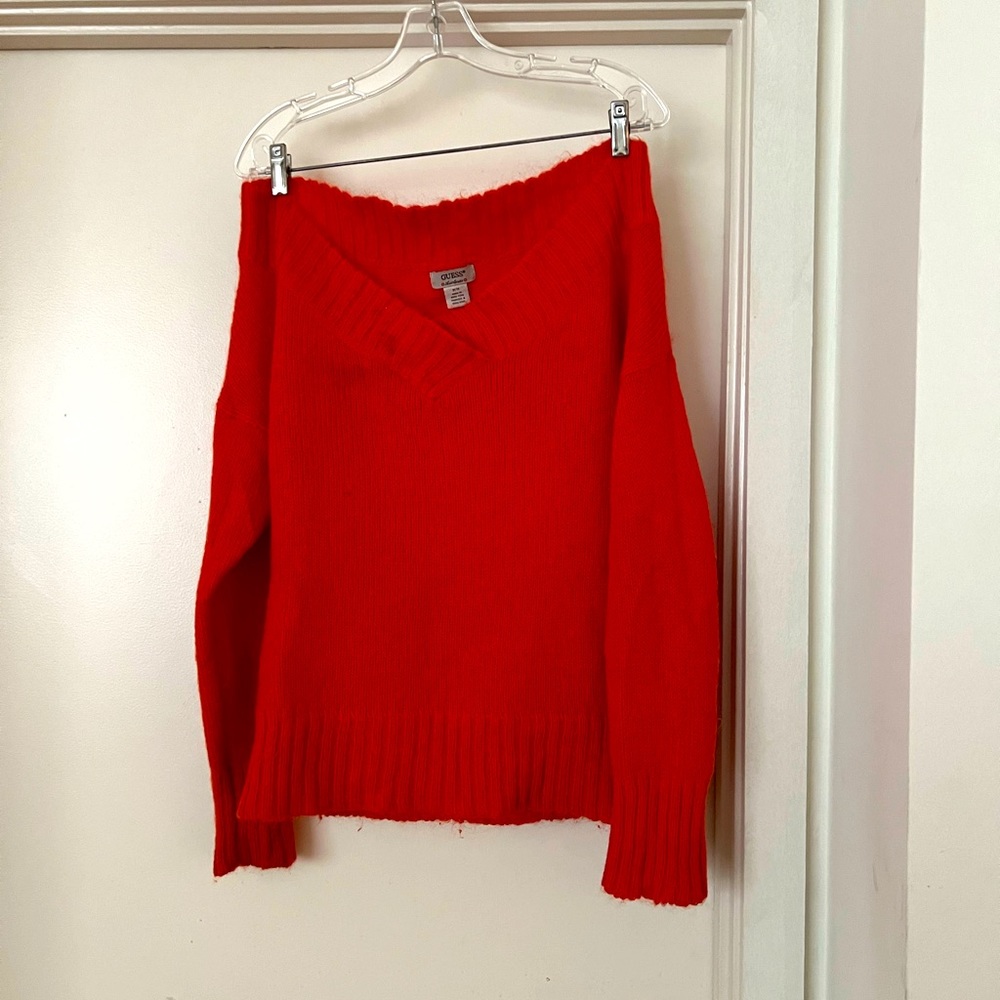 Medium (M) retro guess Sweater off the shoulder in Orange